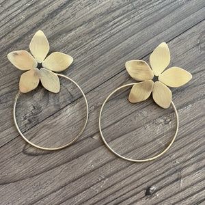 Anthropologie Flower Hoop Stud Earrings